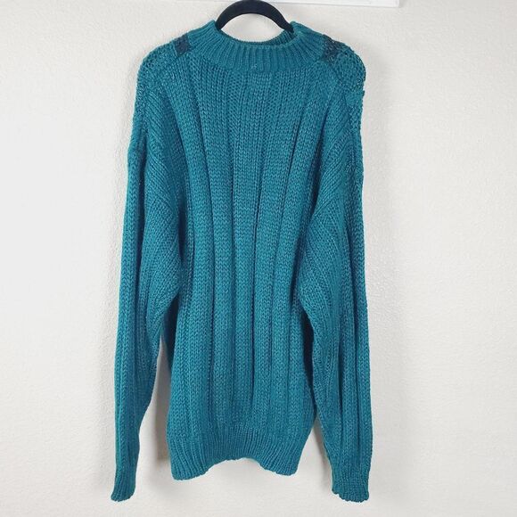 Cambridge Classics Teal Cable Knit Textured Sweater Unisex XL - Picture 5 of 11